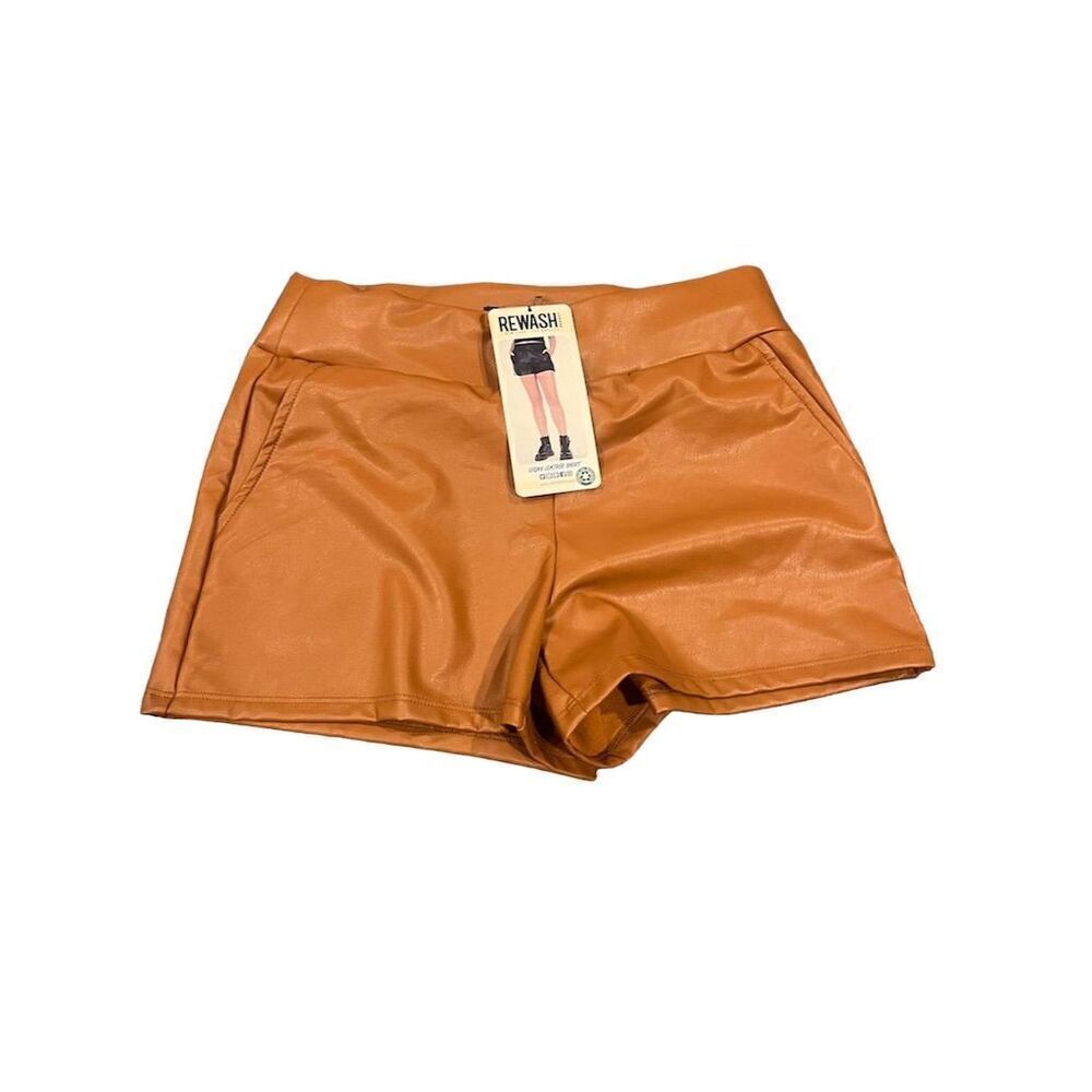 Rewash Women's Faux Leather Utility Shorts Brown Size M Casual
